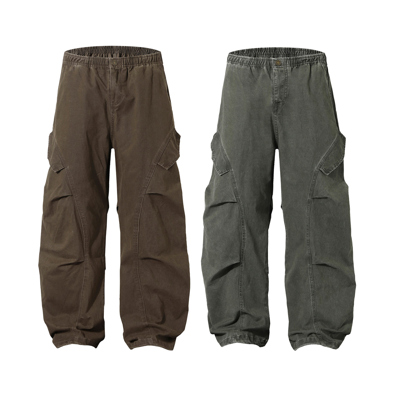 Omirad Curved-Pocket Baggy Cargo Pants