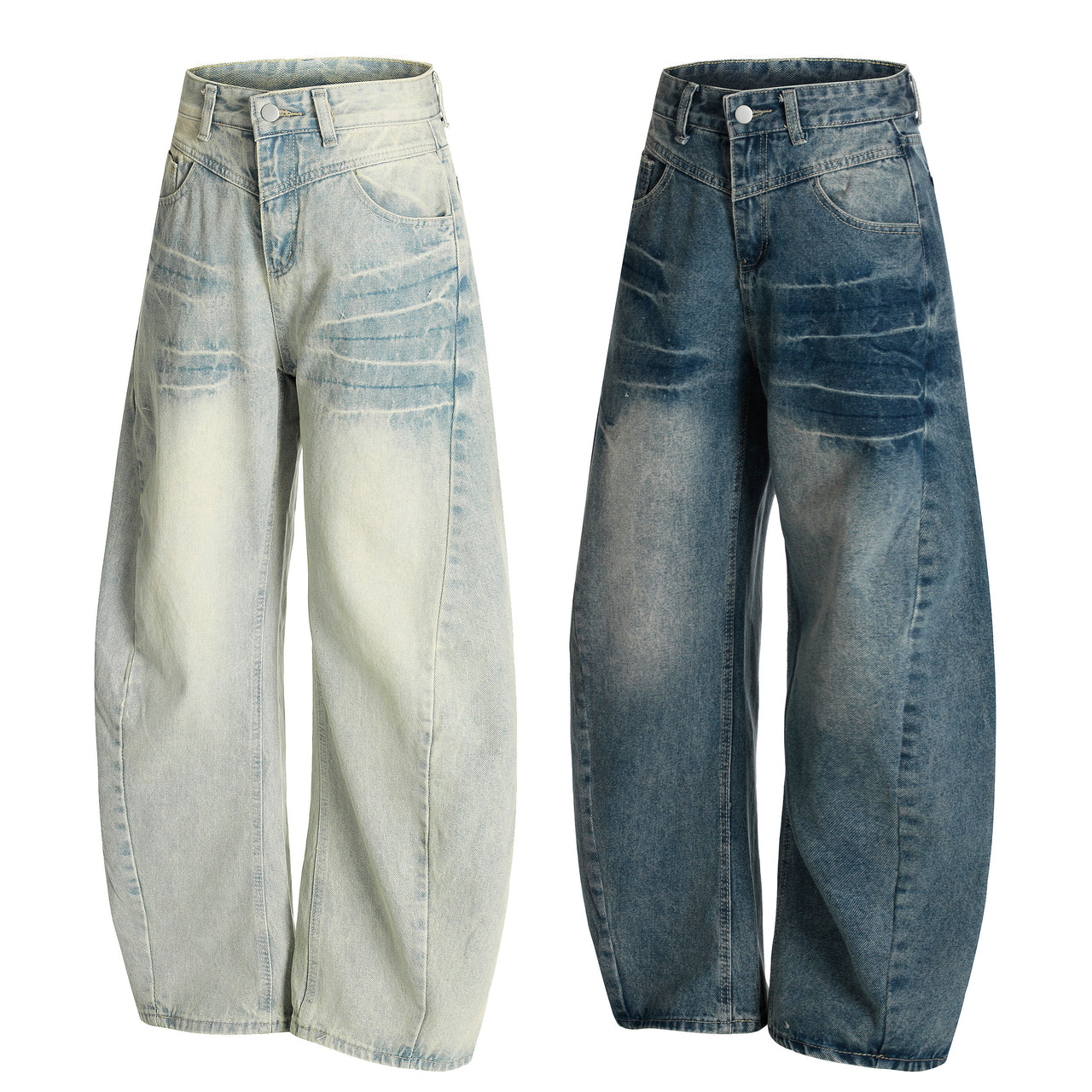 Omirad Creased-Wash Balloon Jeans
