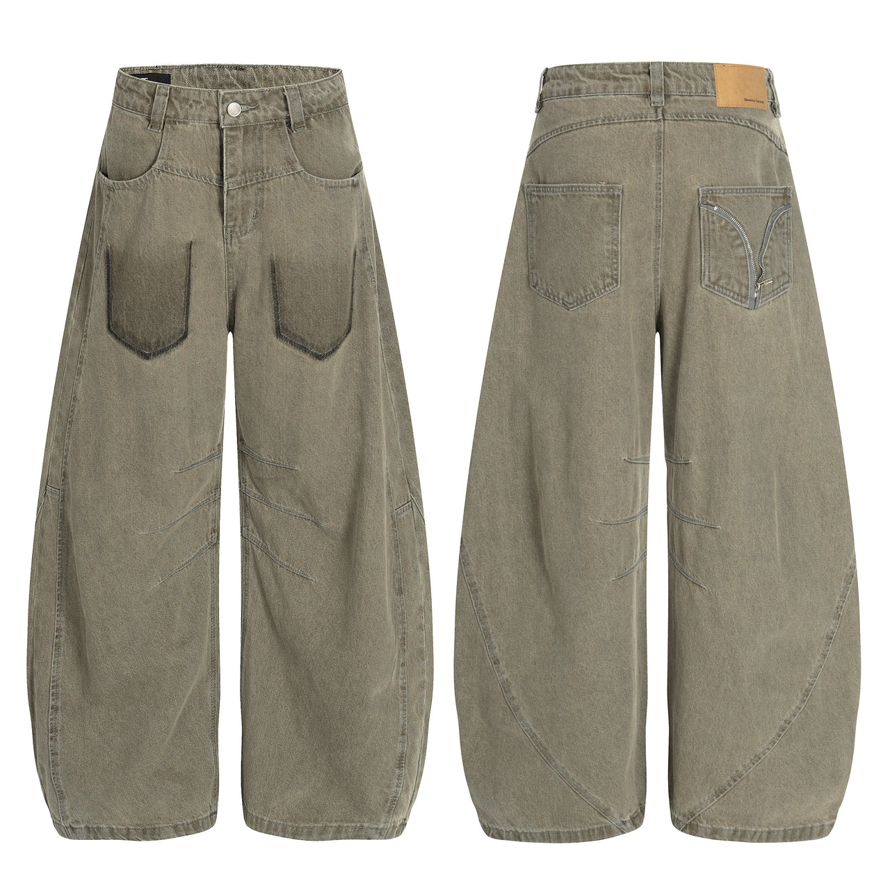 Omirad Curved Cut Panel Denim Pants