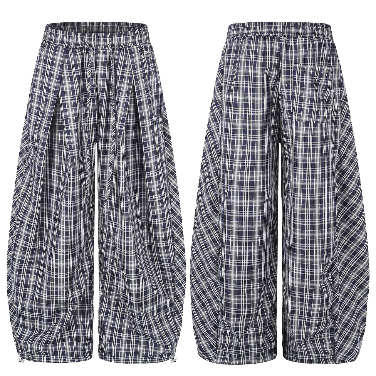 Omirad Plaid Balloon Wide-Leg Pants