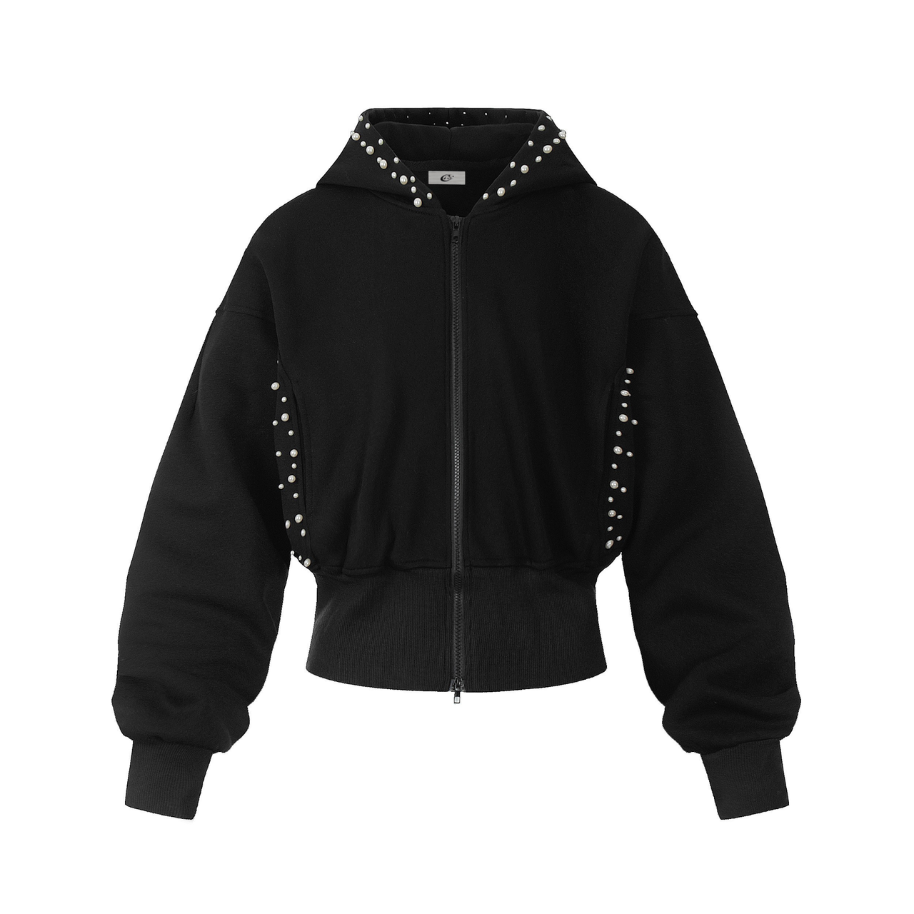 Omirad Pearl-Trim Cropped Hoodie