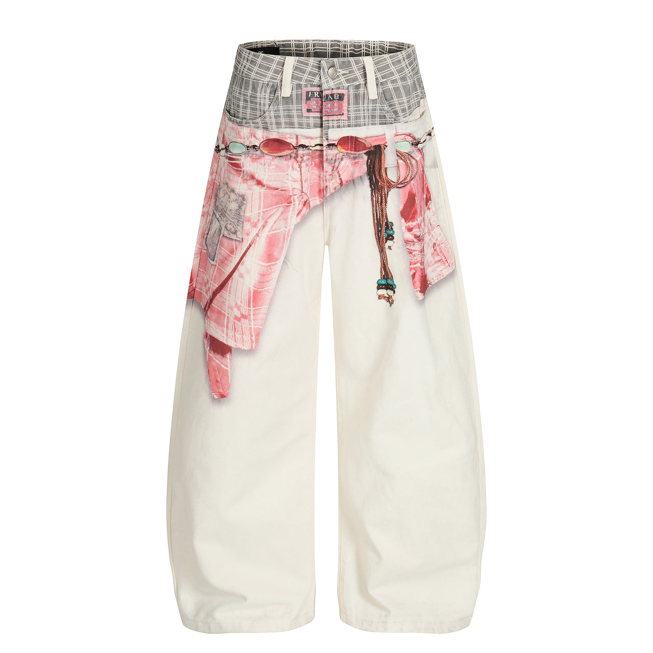 Omirad Digital Print Layered Denim Pants