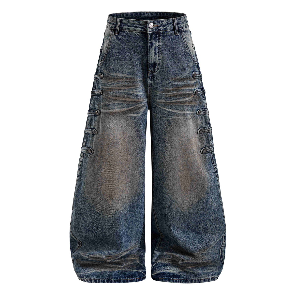 Omirad Washed Button-Detail Baggy Jeans
