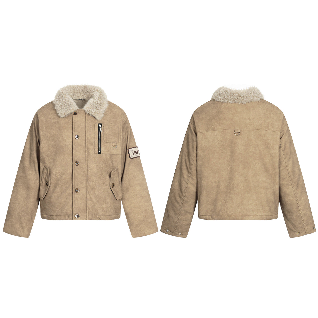 Omirad Faux Shearling Collar PU Jacket