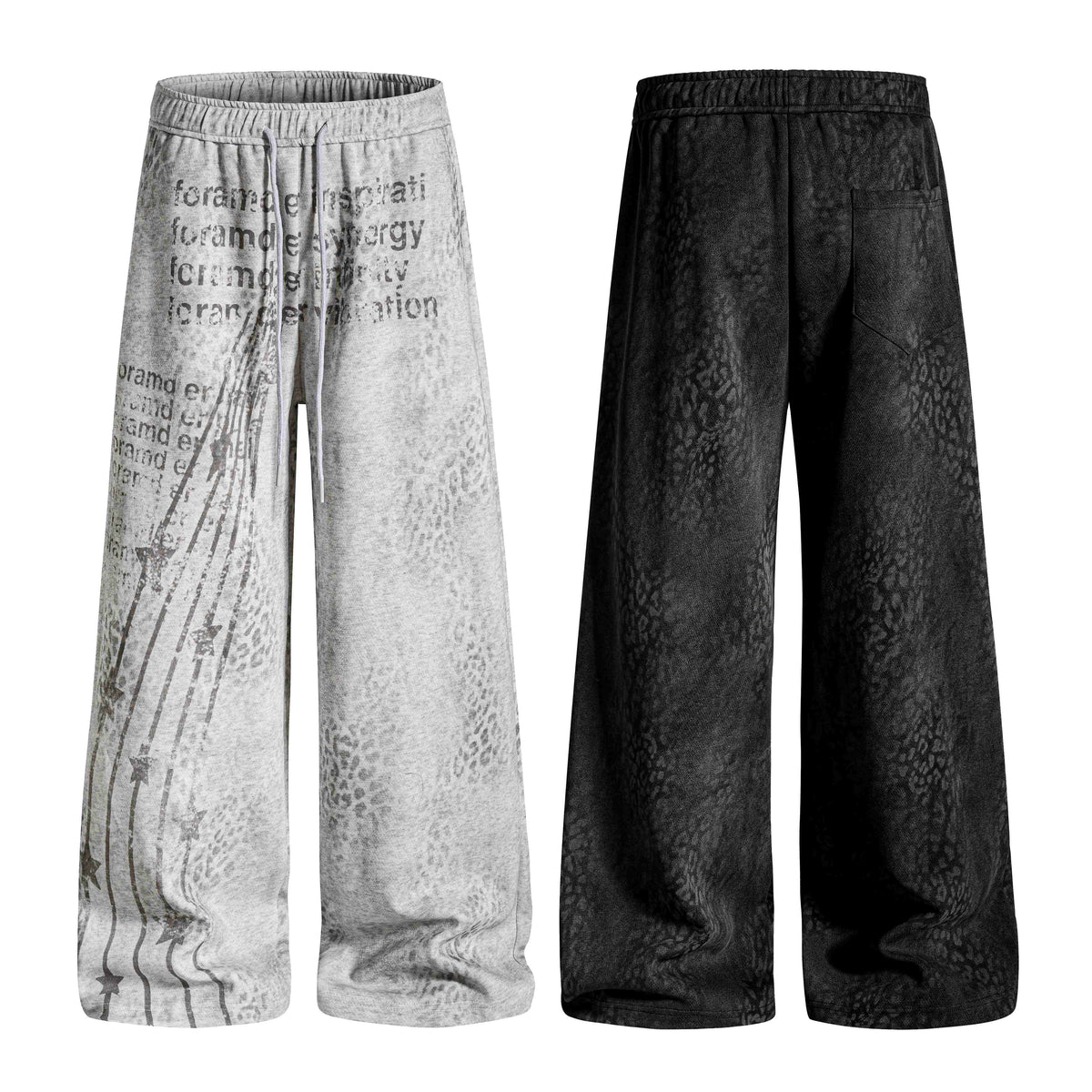 Omirad Distressed Star Stripe Wide-Leg Sweatpants