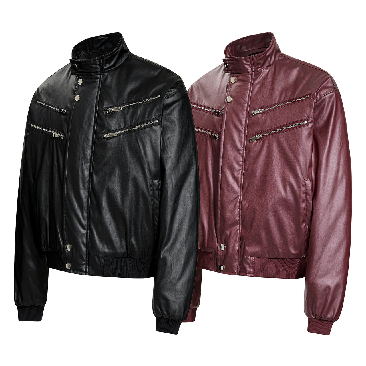 Omirad Dual-Zip PU Bomber Jacket