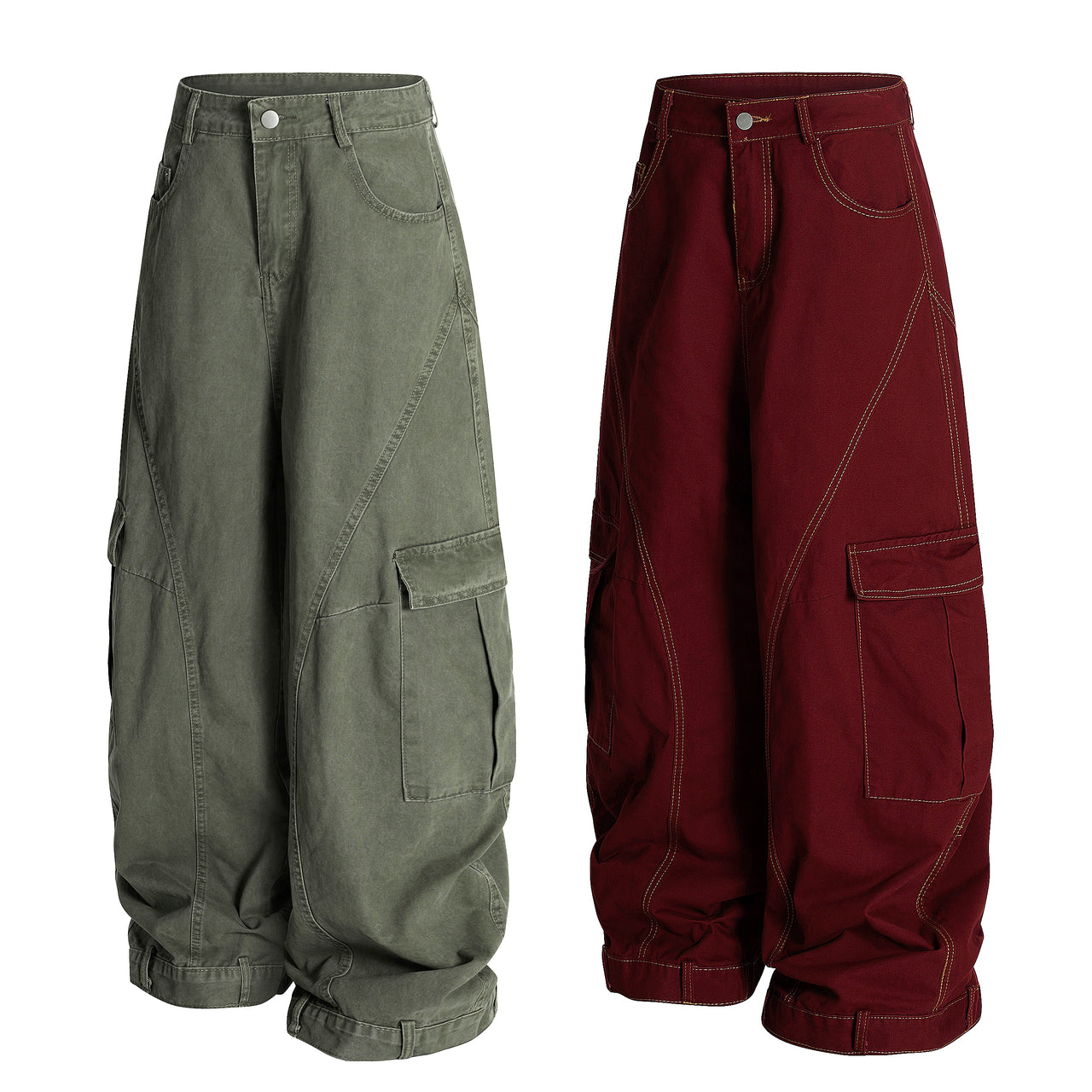 Omirad Heavy-Wash Wide Cargo Pants