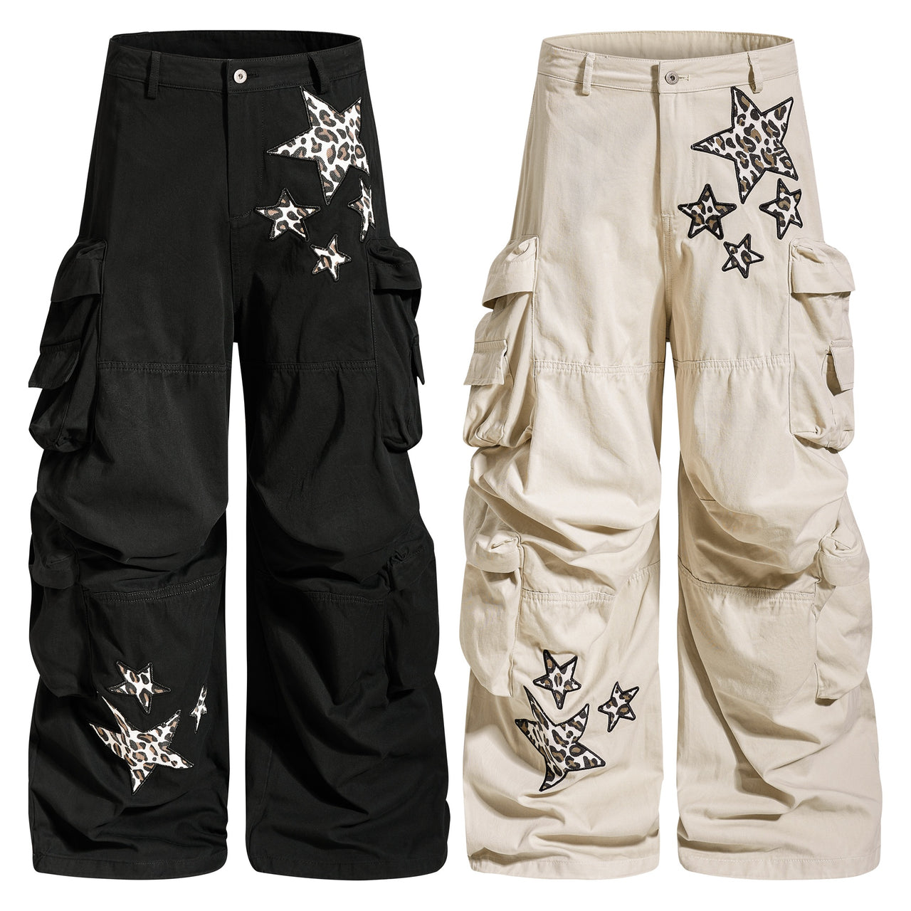 Omirad Leopard Star Multi-Pocket Cargo Pants