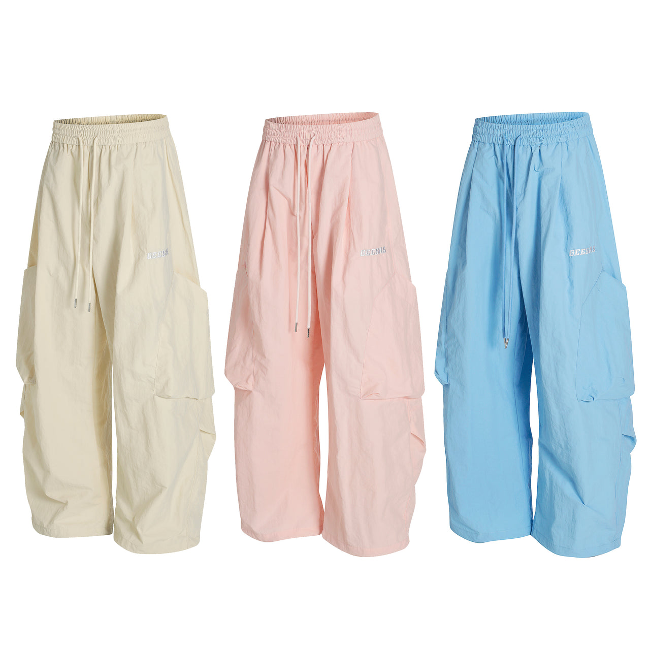 Omirad Nylon Utility Cargo Wide-Leg Pants