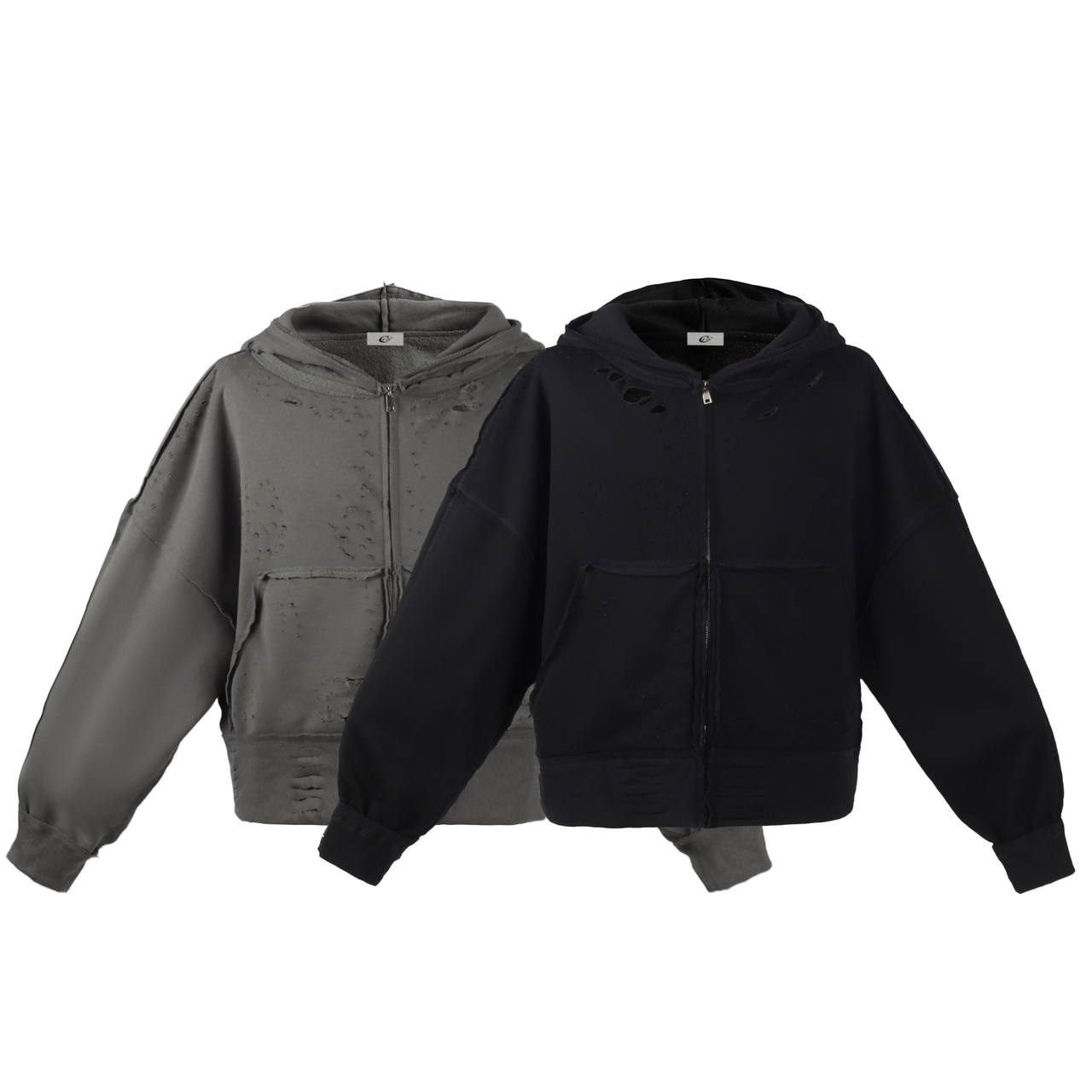 Omirad Distressed Zip-Up Hoodie