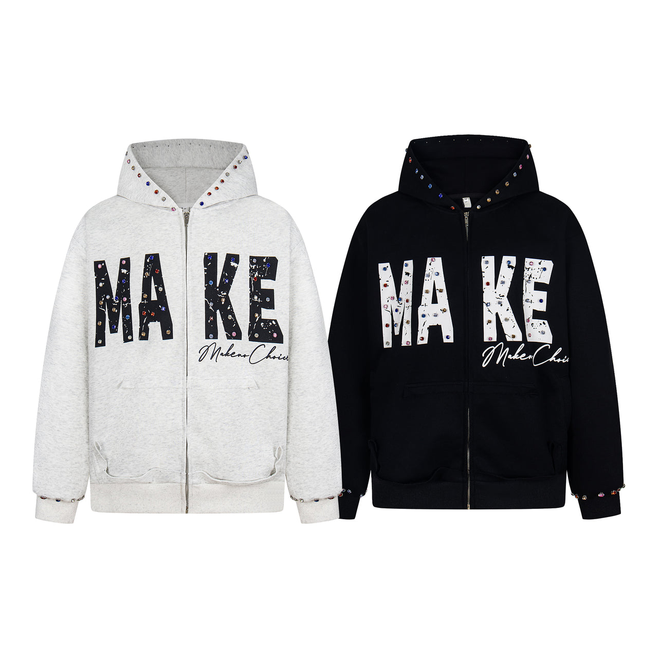 Omirad “MAKE” Studded Zip Hoodie