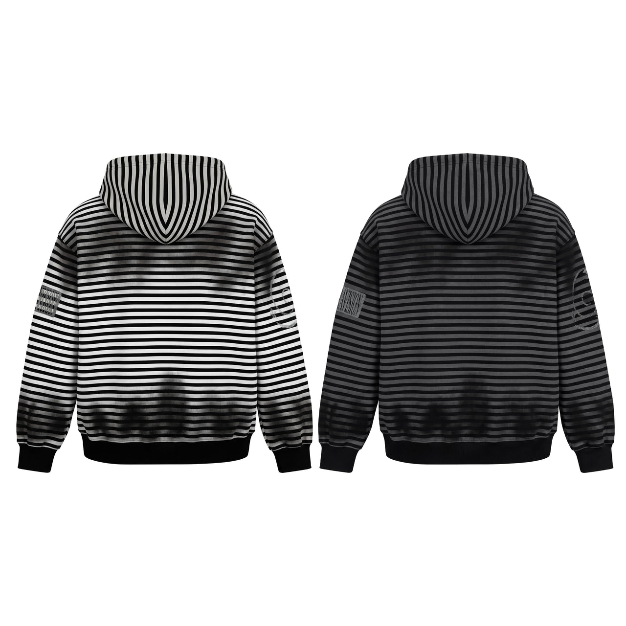 Omirad Striped Graphic Zip-Up Hoodie