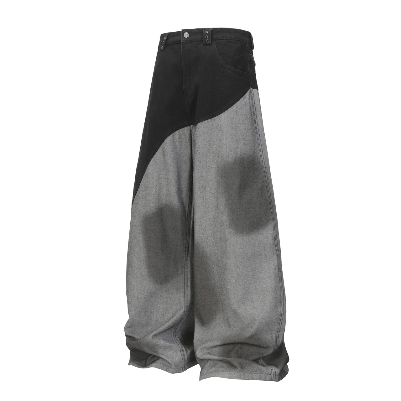 American Streetwear Two-Tone Patchwork Jeans