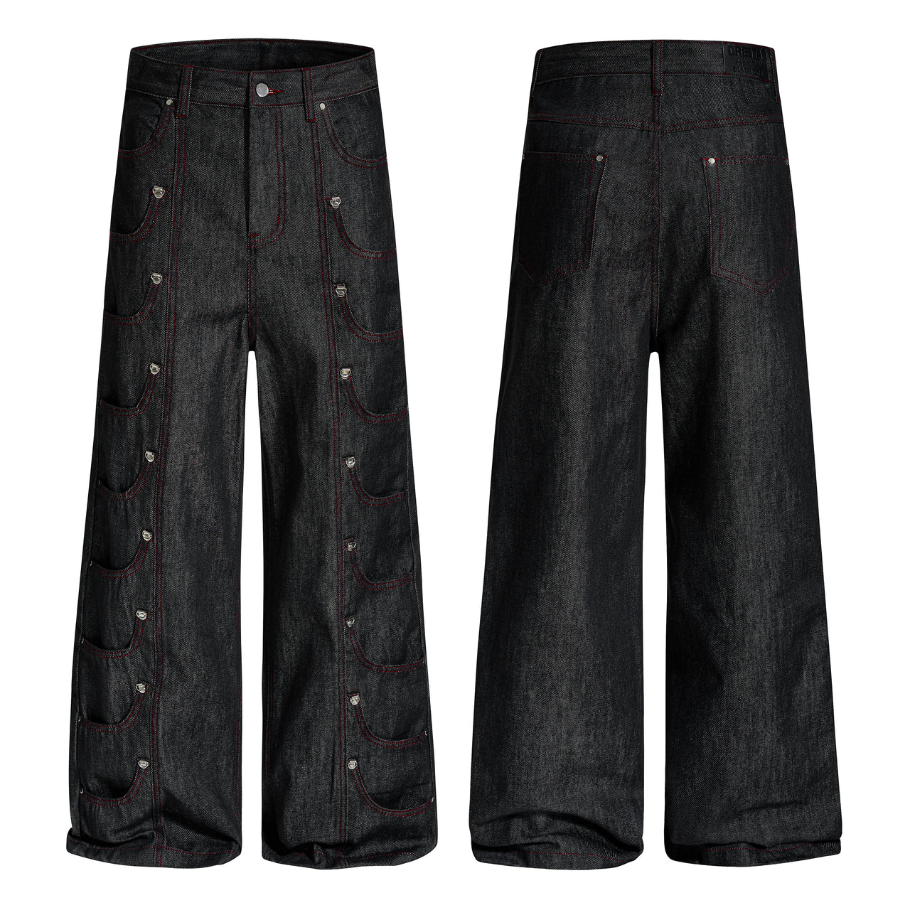 Omirad Multi-Pocket Stitch Denim Pants