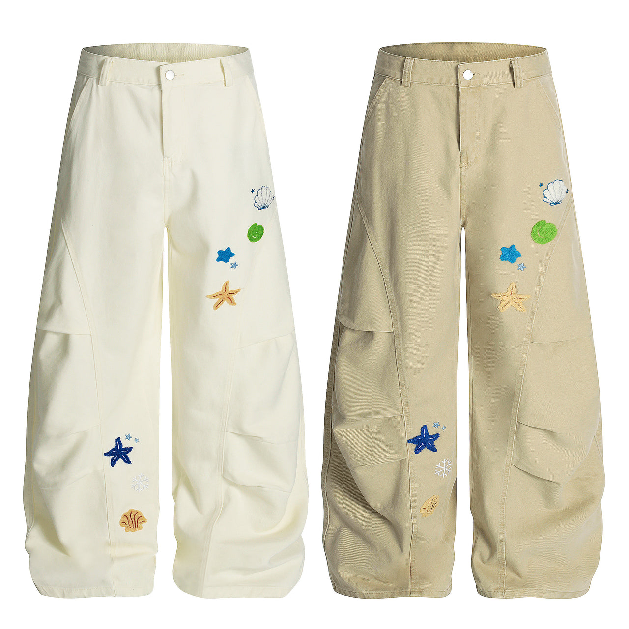 American Streetwear Embroidered Curved Blade Jeans