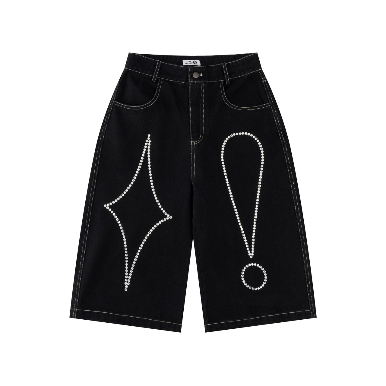 American Raw Color Rhinestone-Embellished Jorts