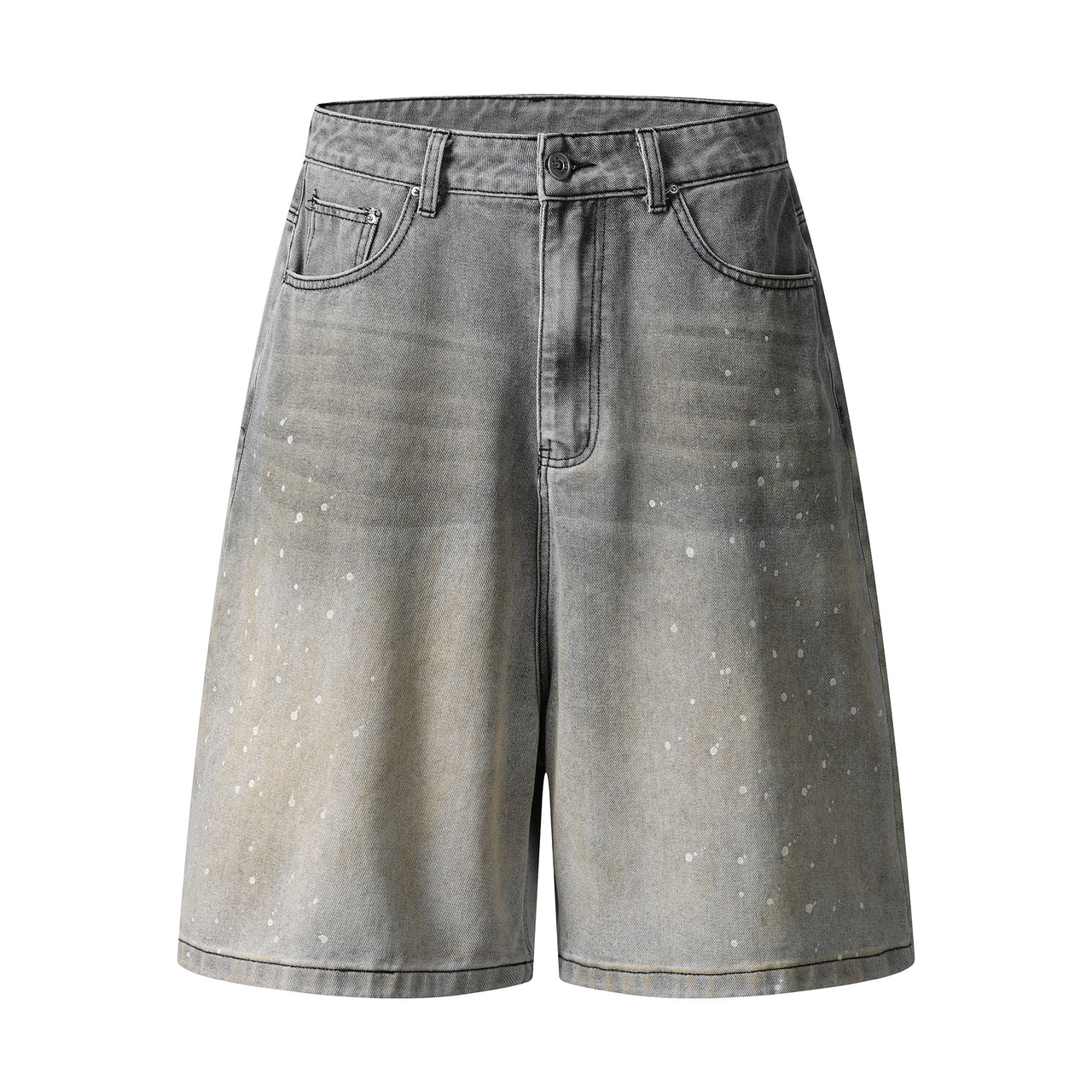 Omirad Speckled Fade Wide-Leg Denim Shorts
