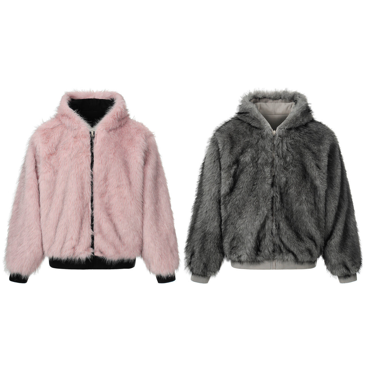 Omirad Reversible Faux Suede Fur Hooded Jacket