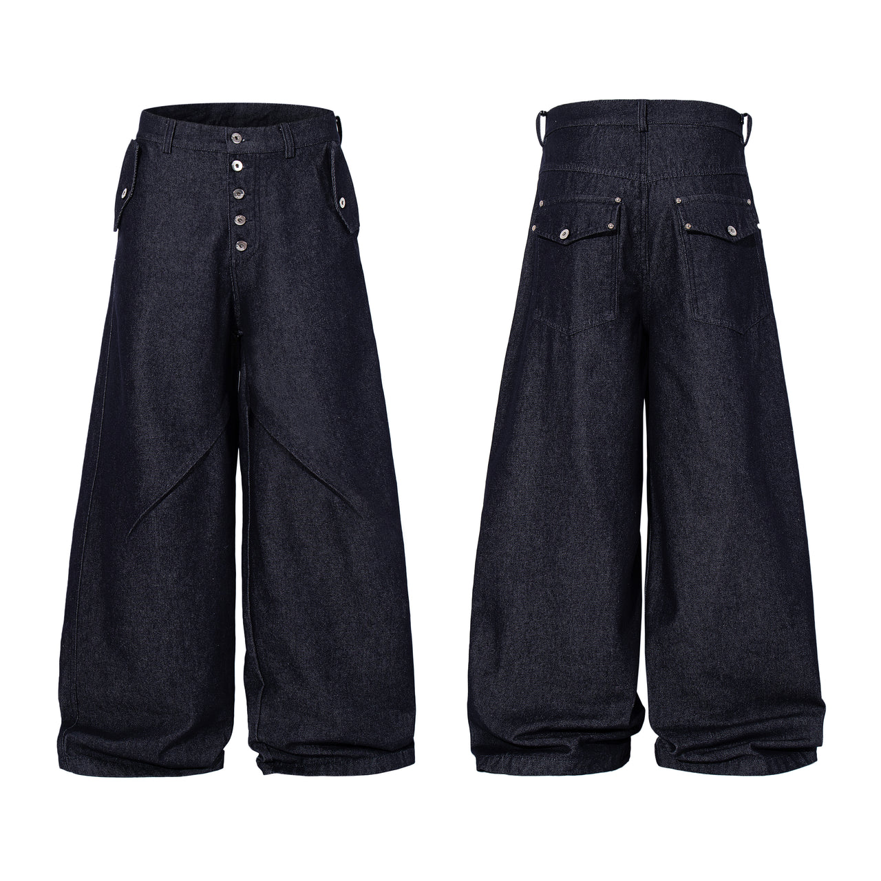 Omirad Panel Construction Wide Leg Denim Pants