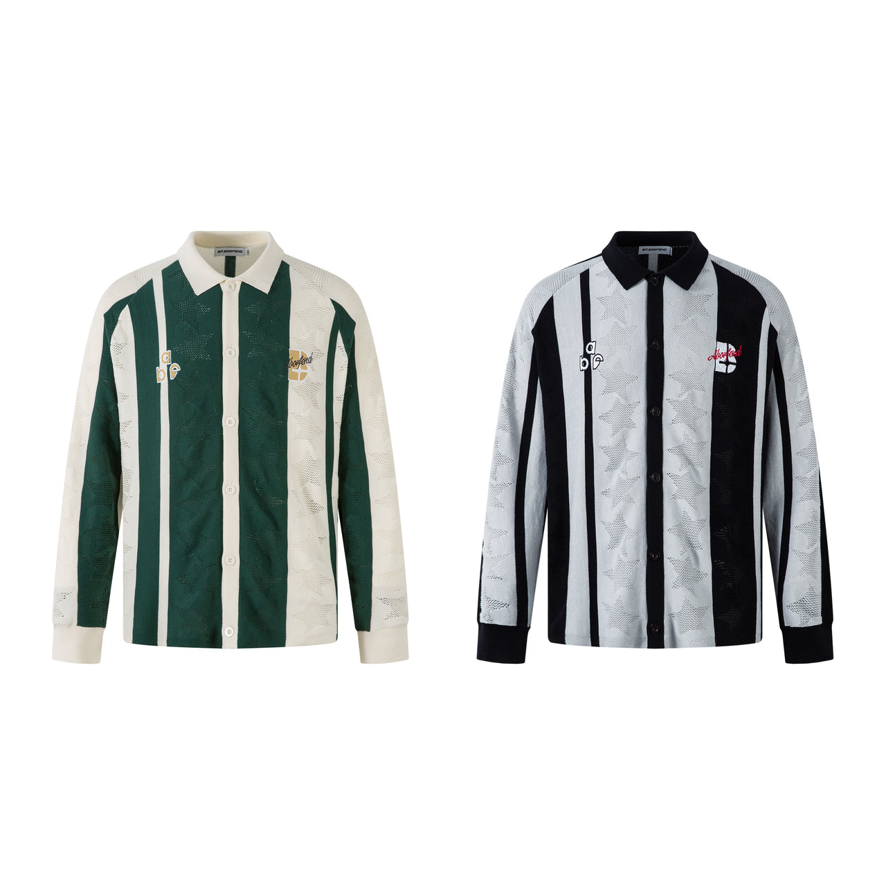 Streetwear Star Pattern Cut-Out Polo Knit Sweater