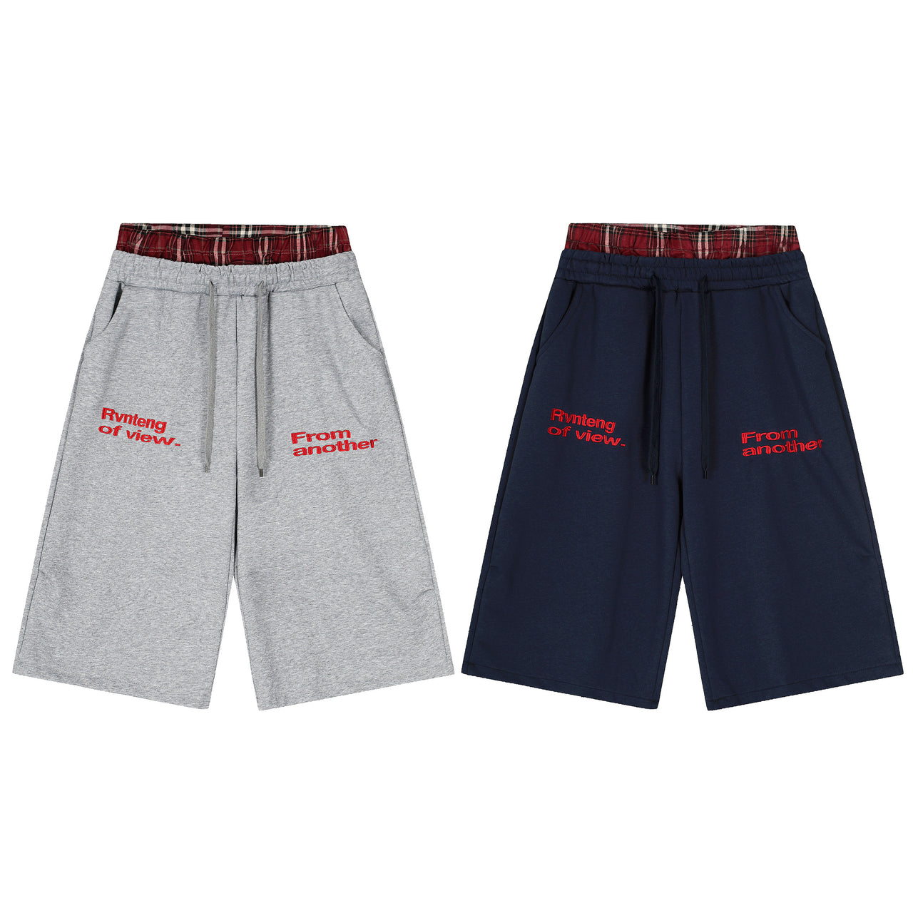 Omirad Plaid-Waist Logo Shorts