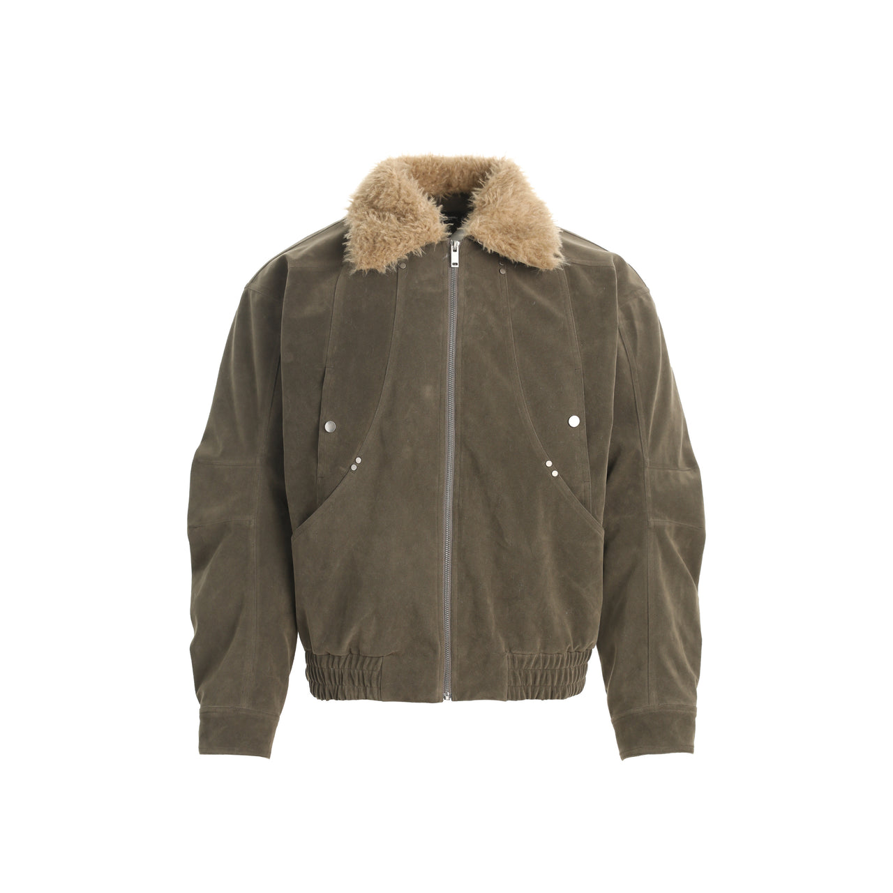 Omirad Faux-Fur Collar Vintage Bomber Jacket