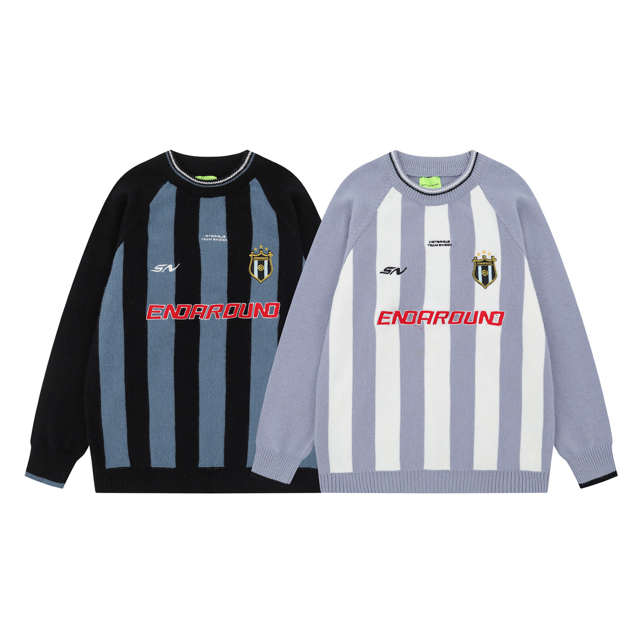 American Streetwear Striped Embroidered Sweater
