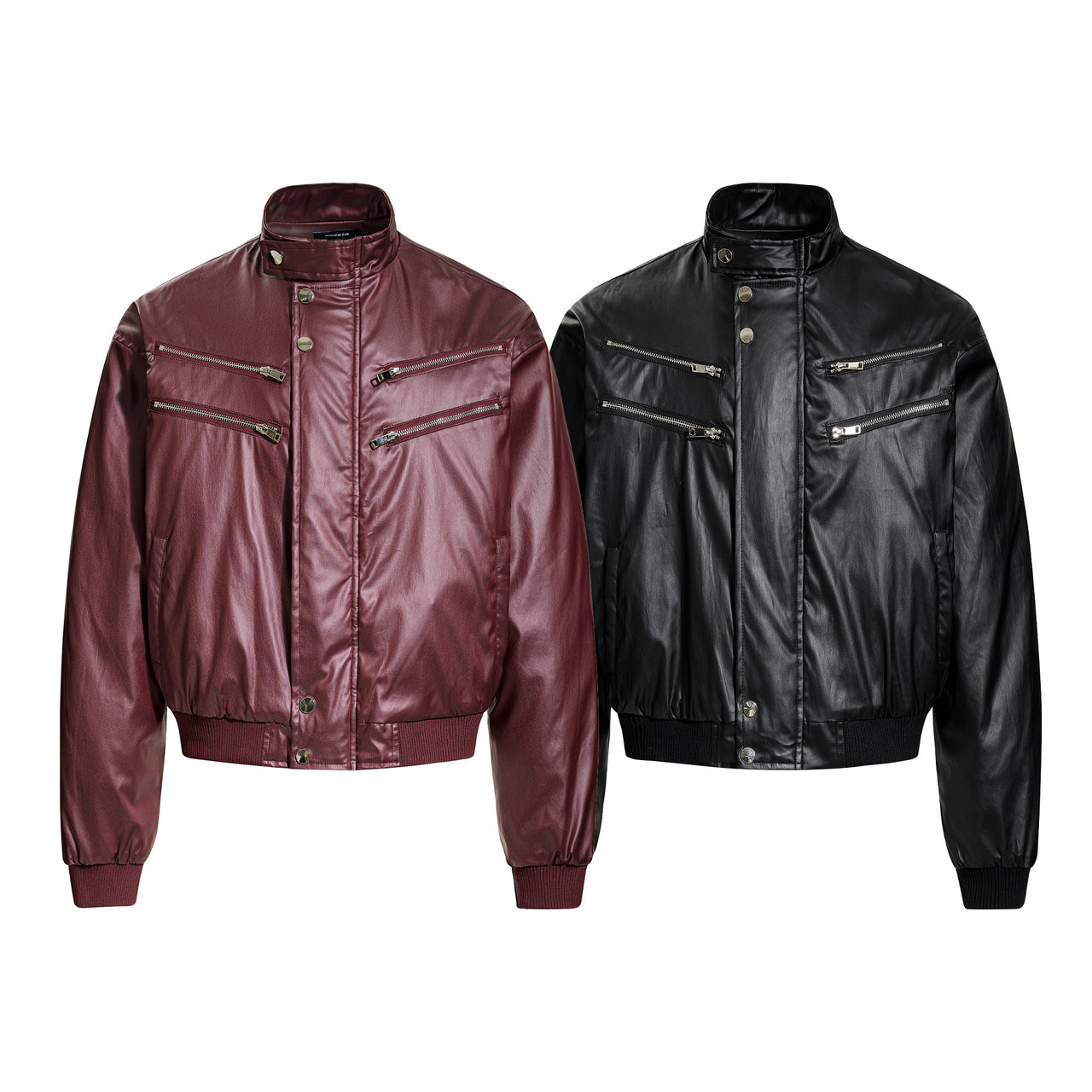 Omirad Dual-Zip PU Bomber Jacket
