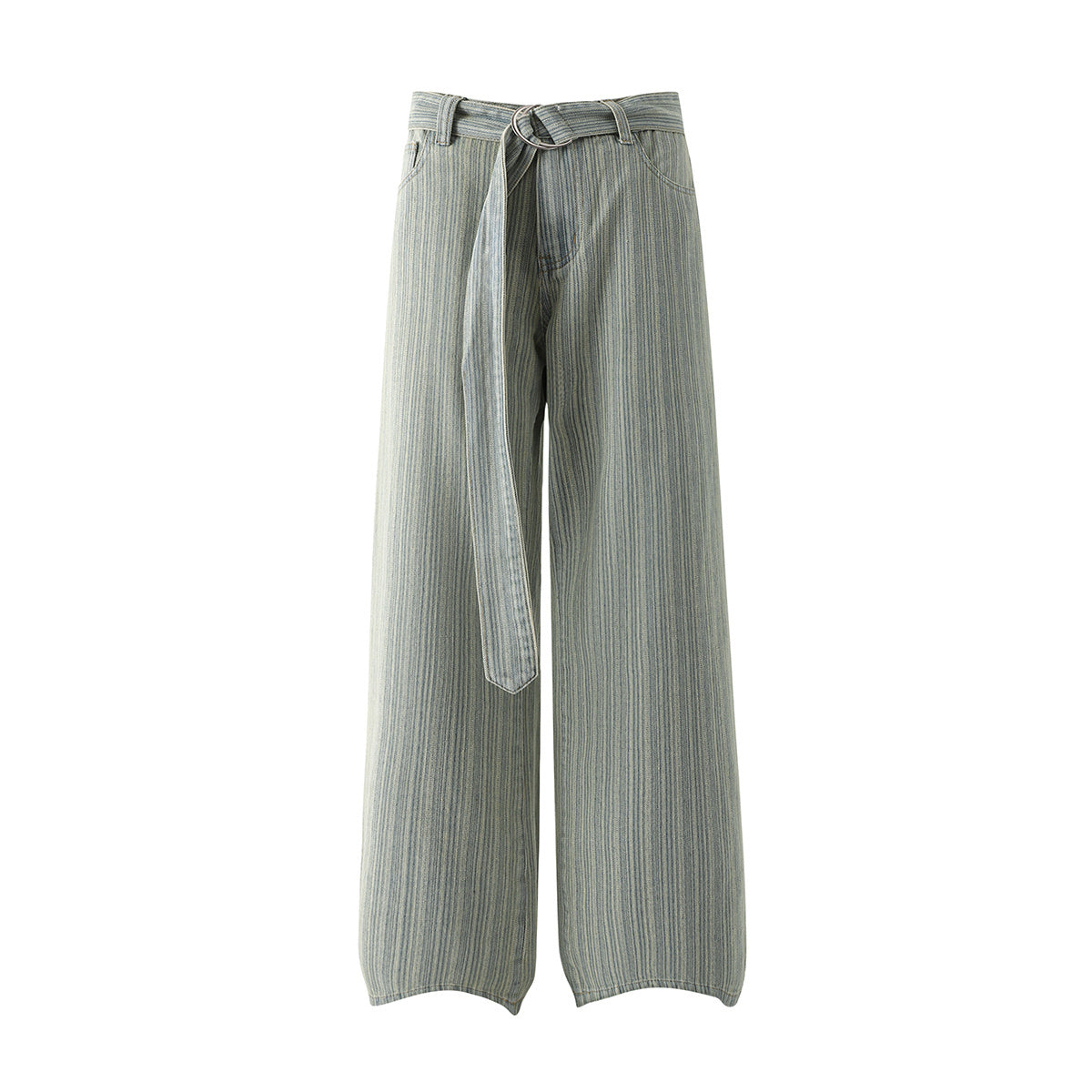 Omirad Striped Belted Denim Pants