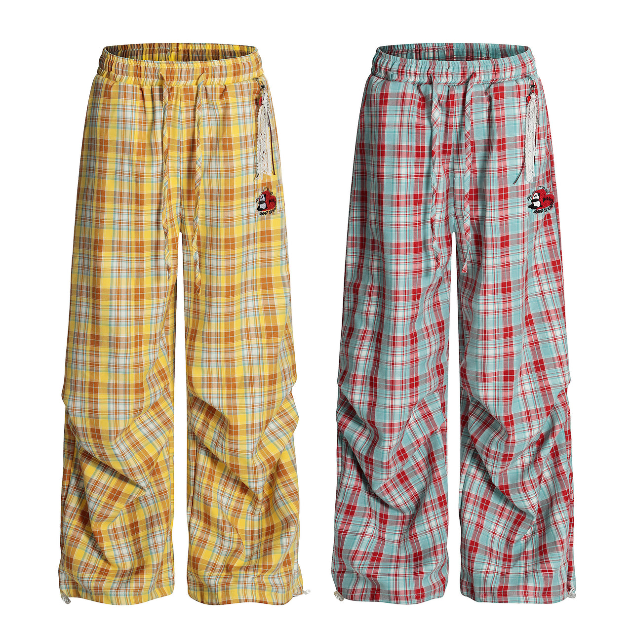 American Streetwear Plaid Casual Pants