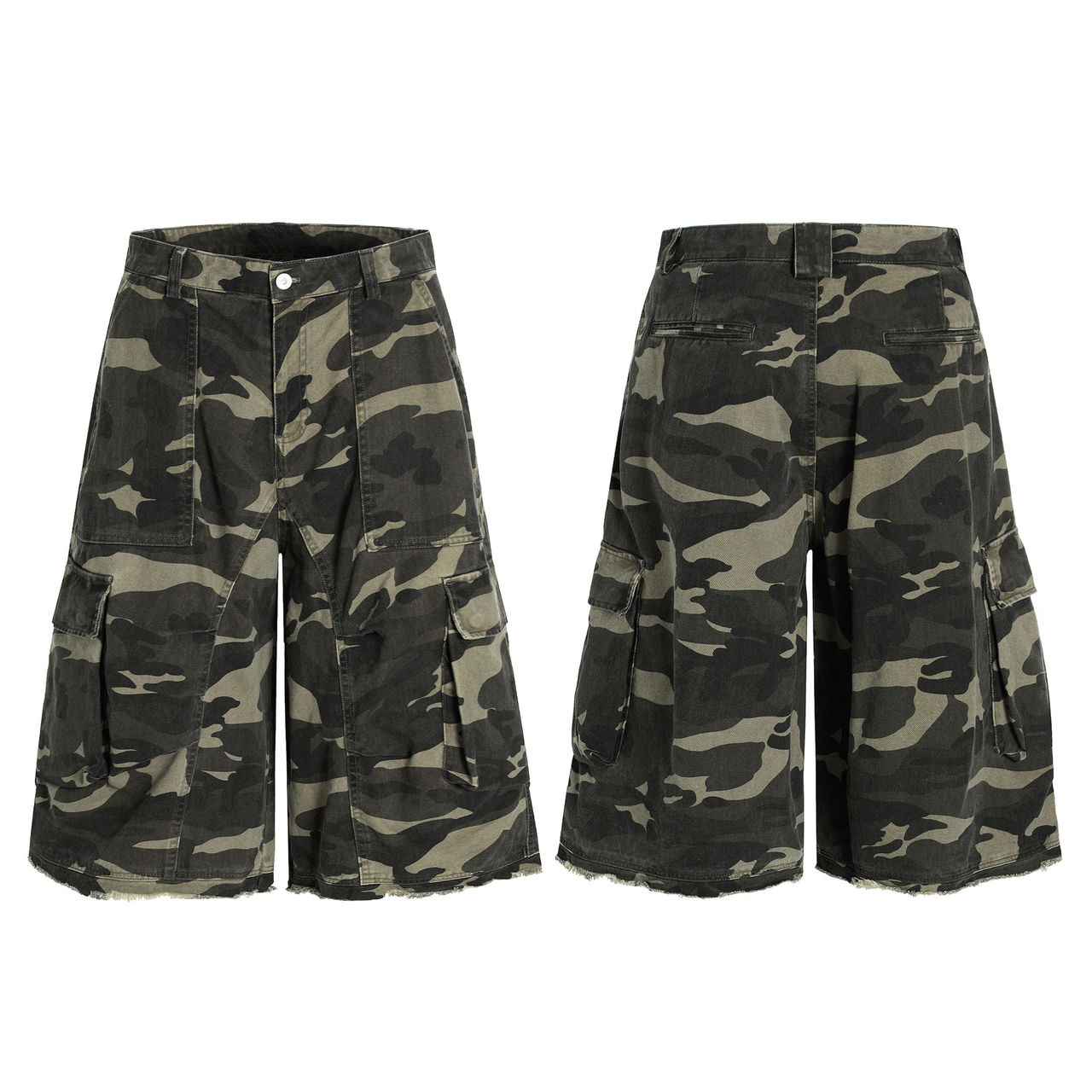 Omirad Camo Wide-Leg Cargo Shorts