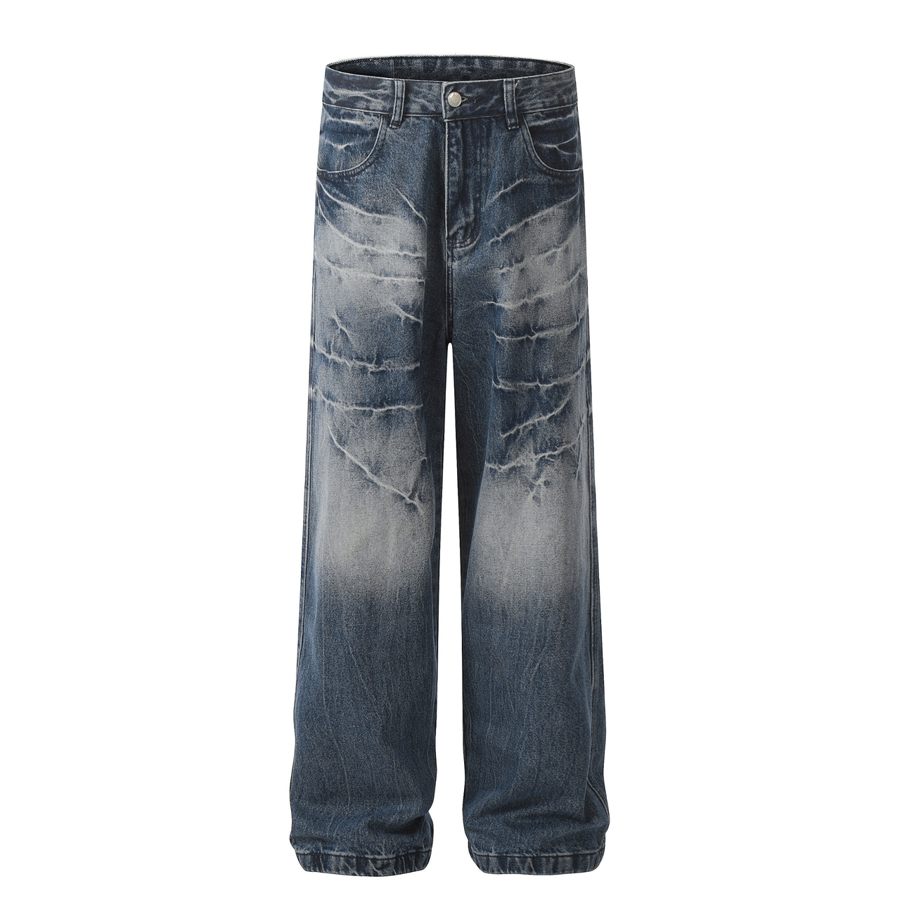 Omirad Cracked-Wash Wide-Leg Jeans