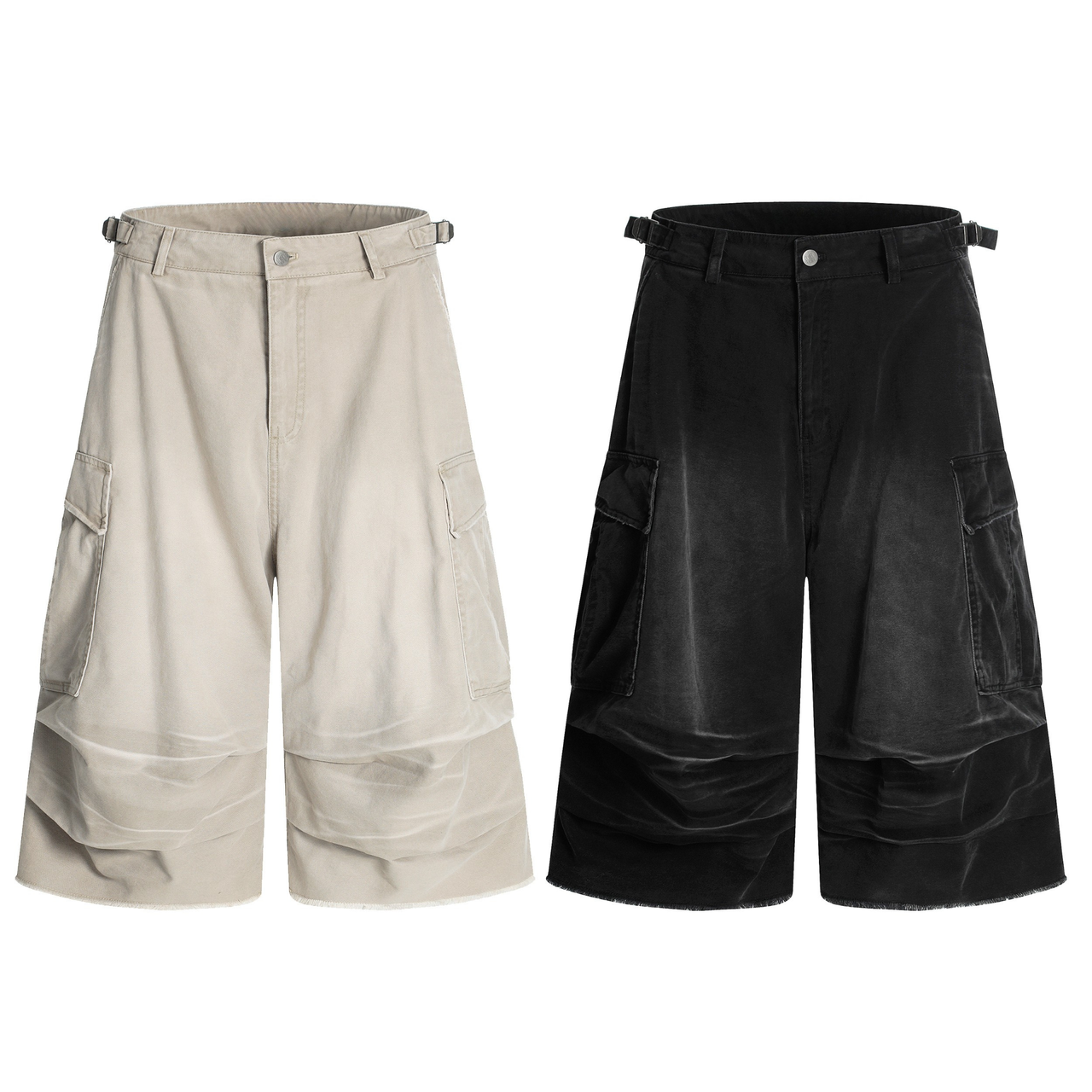 Omirad Washed Layer-Panel Cargo Shorts