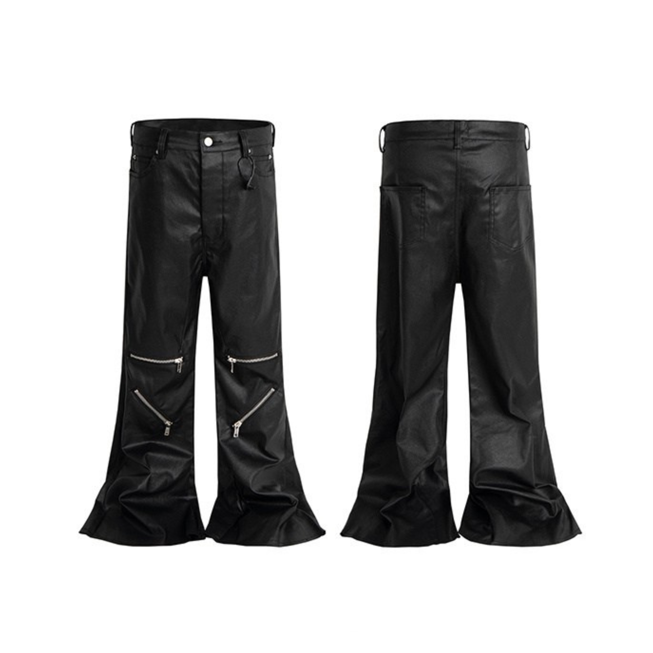 Omirad Blade-Cut Zip Leather Pants