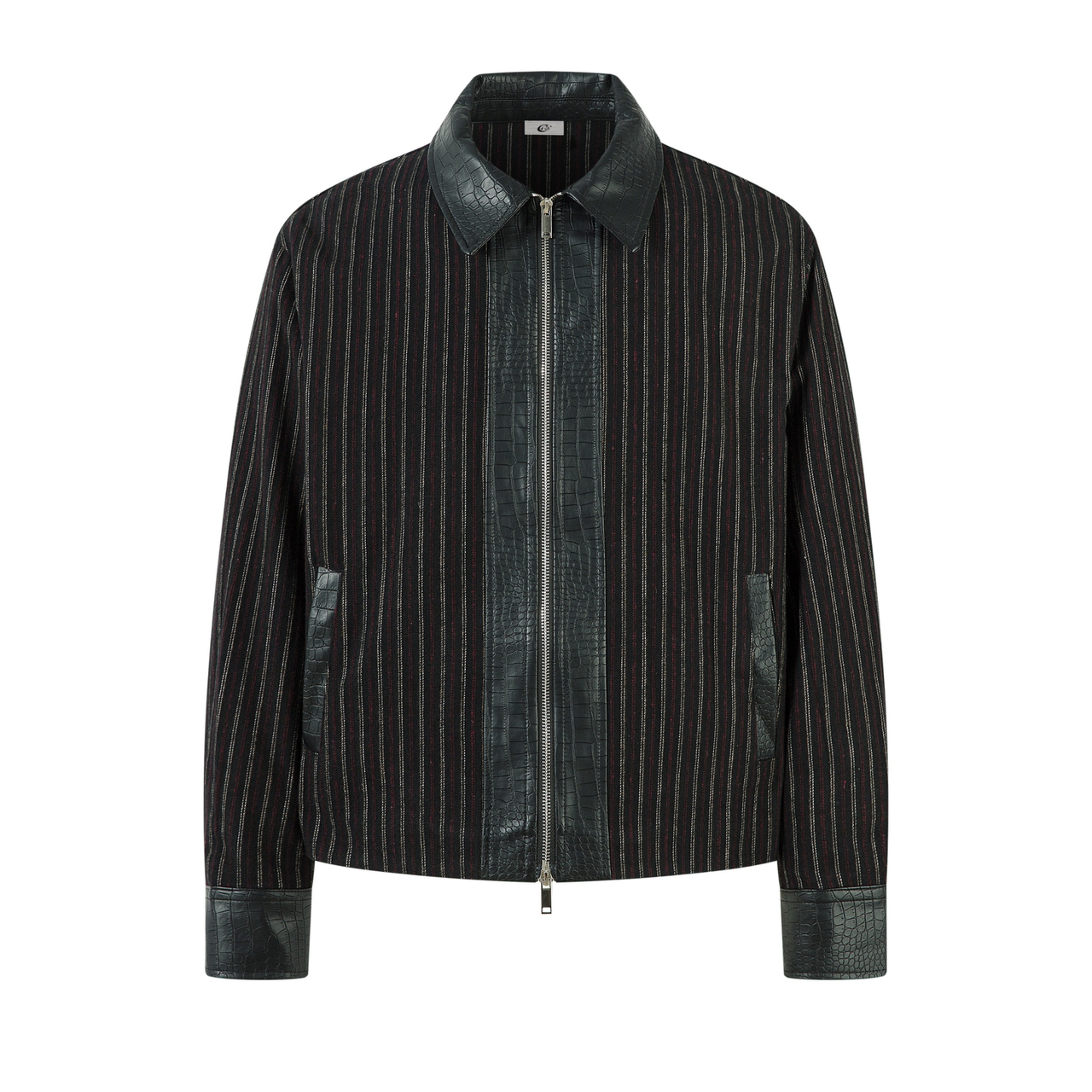 Omirad Striped Faux-Leather Trim Jacket