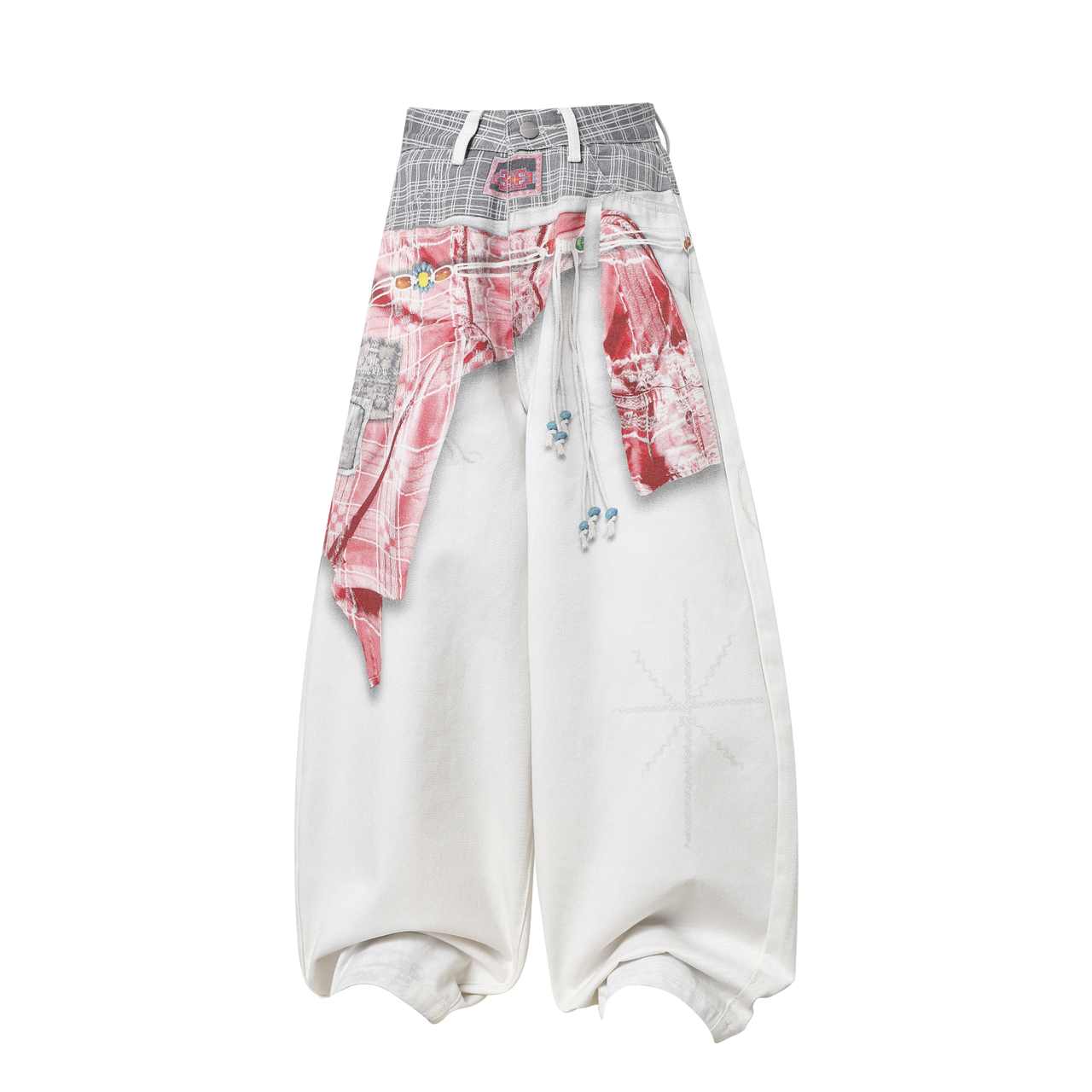 Omirad Patchwork Double-Waist Denim Pants