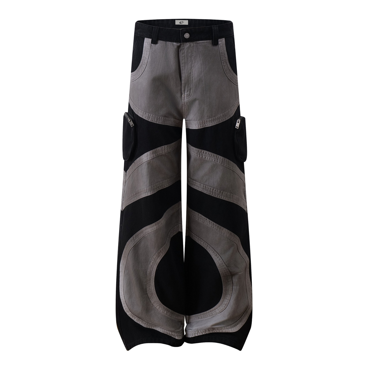 Omirad Multi-Panel Curved Contrast Wide-Leg Pants