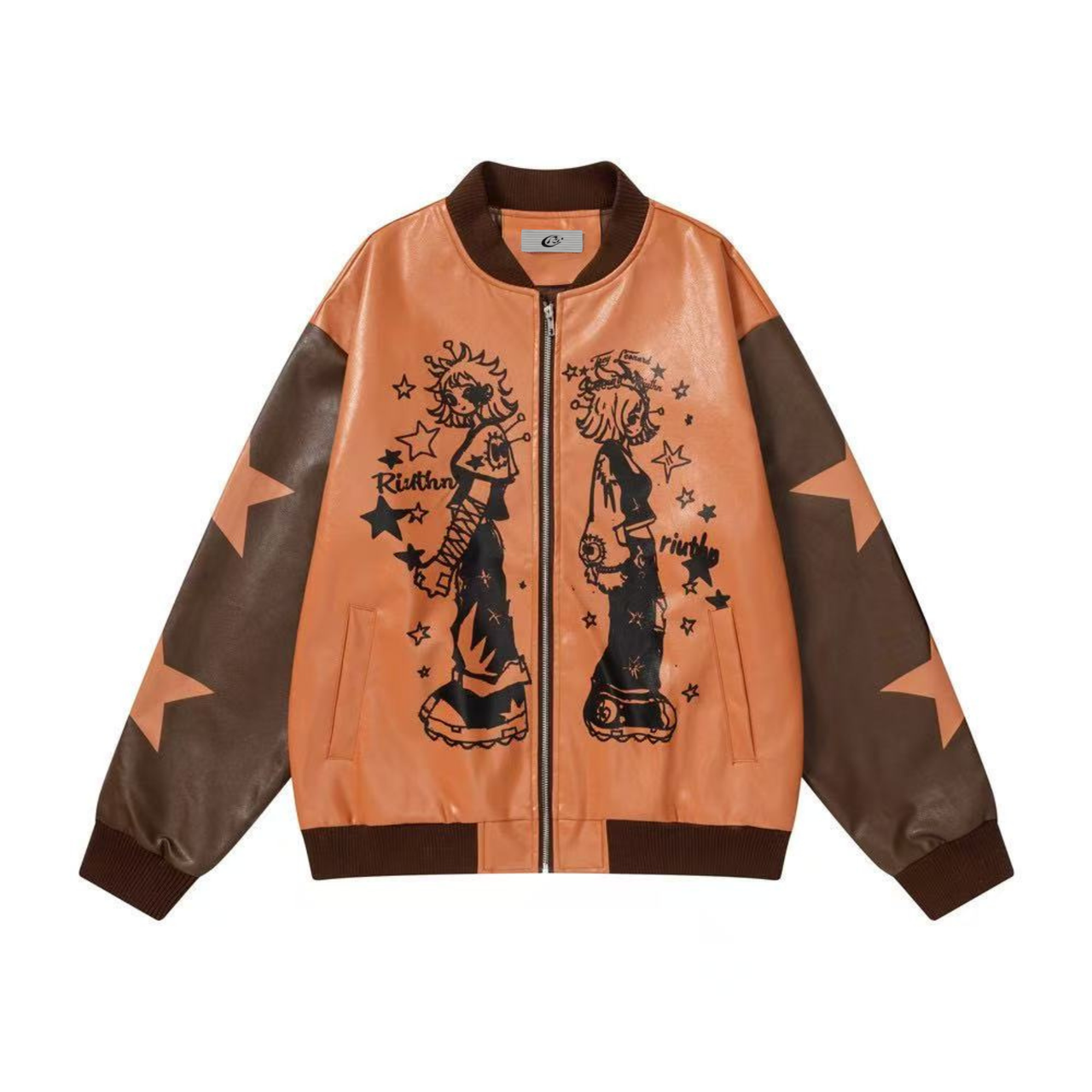 Omirad Graphic PU Varsity Jacket