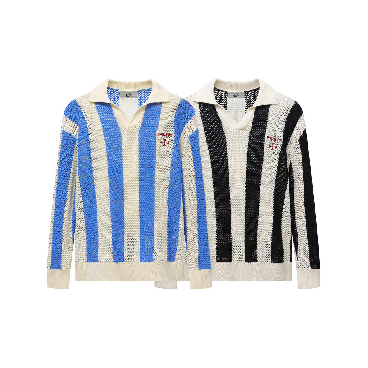 Omirad Retro Mesh Knit Polo Sweater