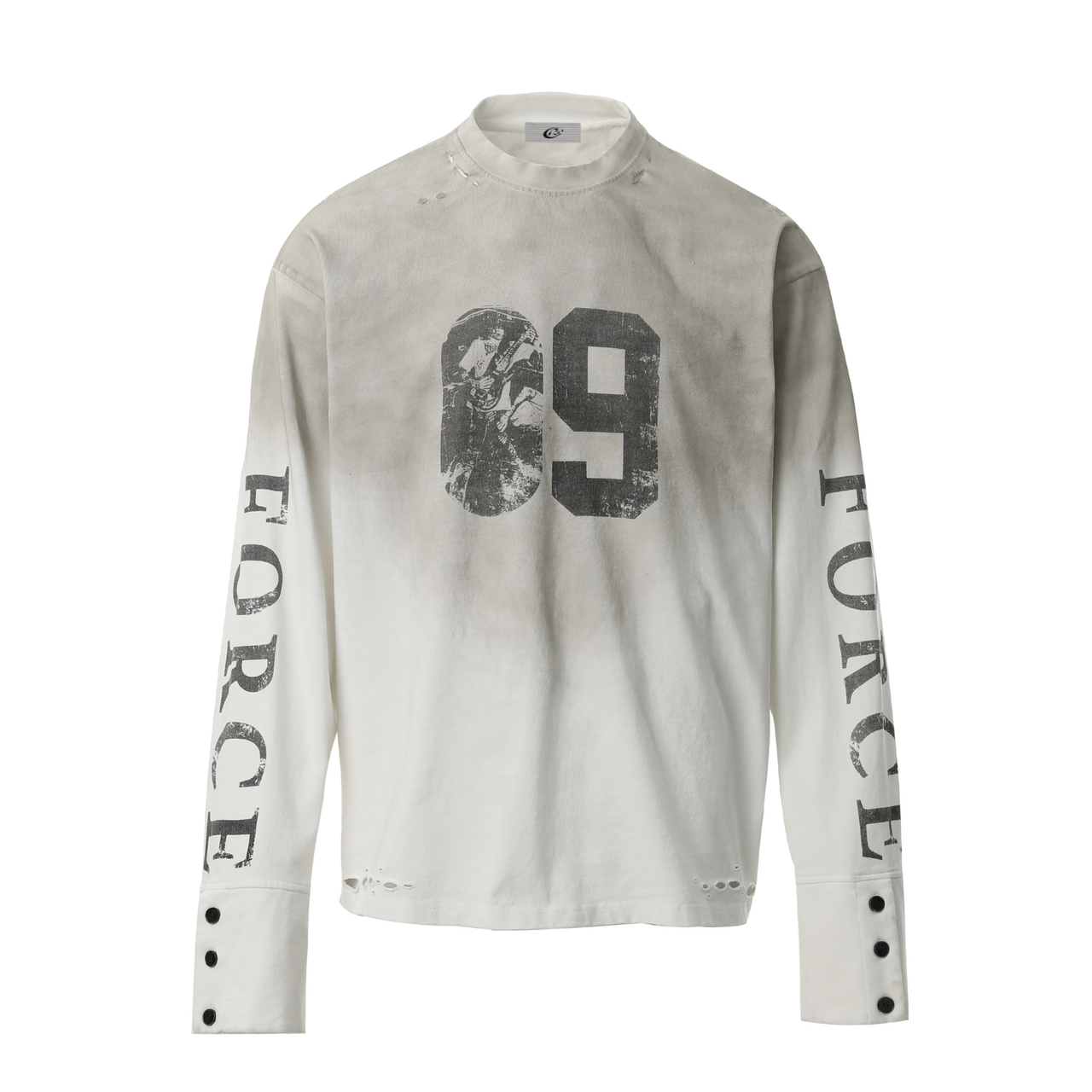 Omirad Distressed Number Graphic Long-Sleeve Tee