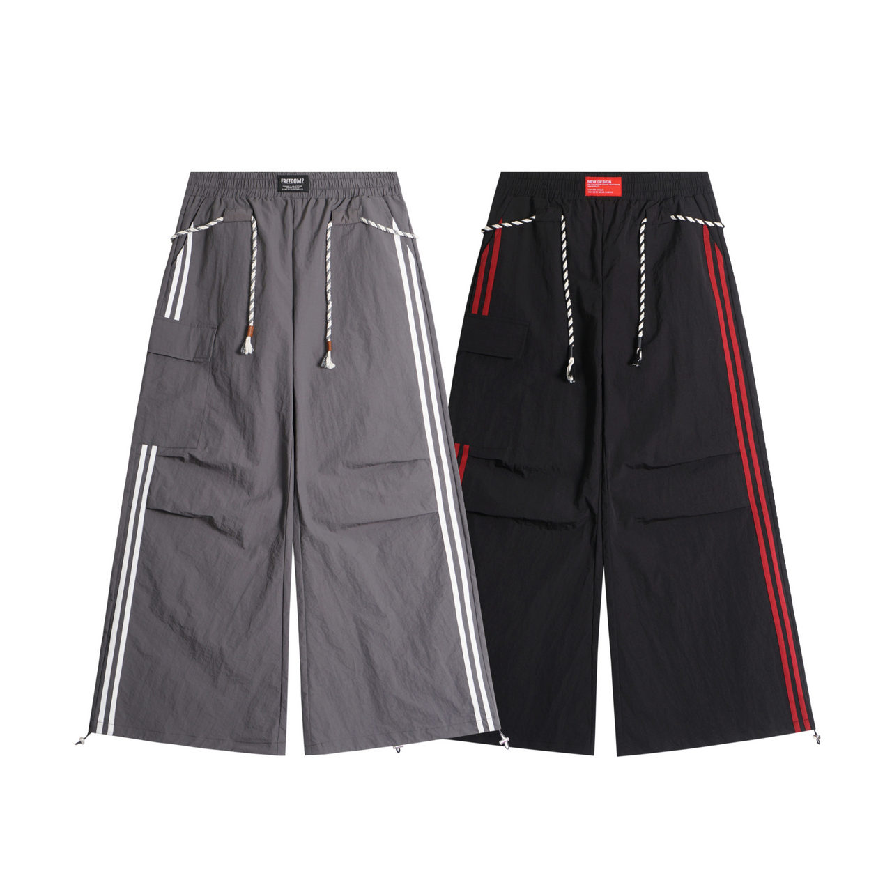 American Vintage Striped Patchwork Casual Pants