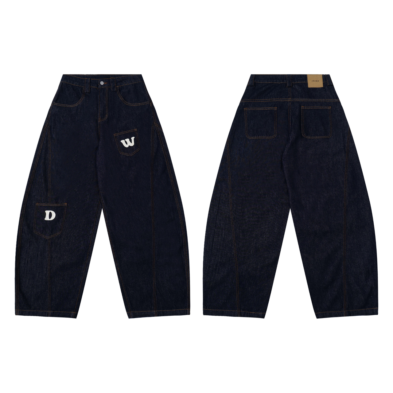 Omirad Dark Wash Wide-Leg Utility Denim