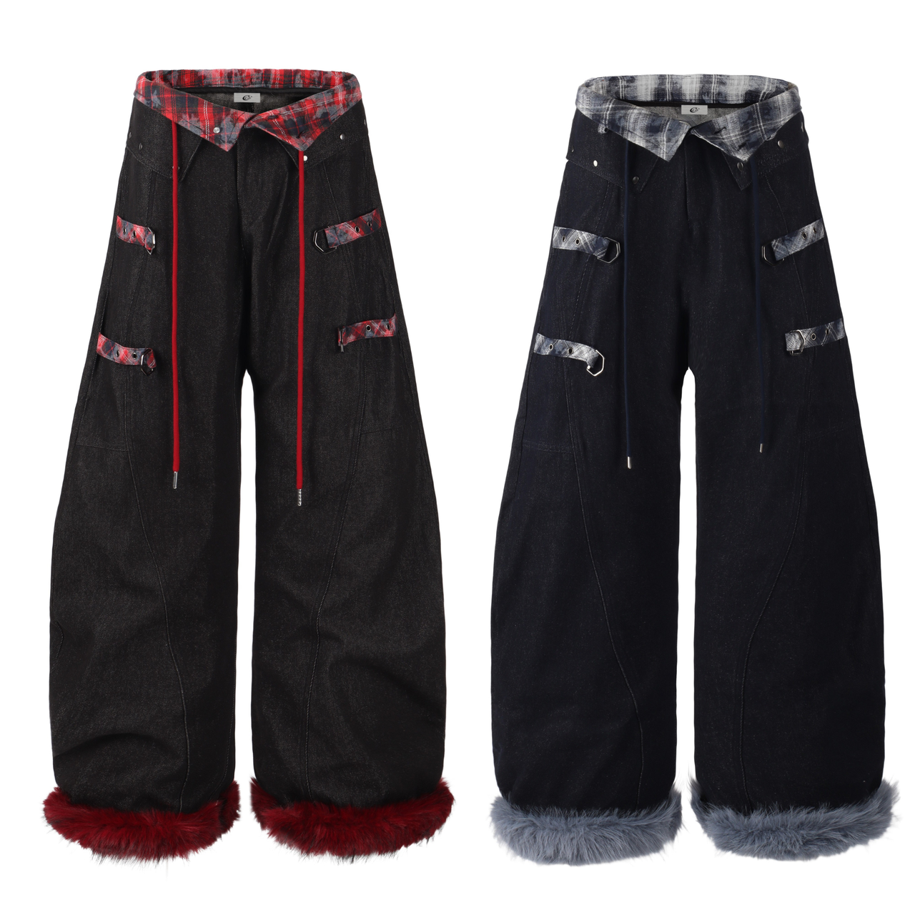 Omirad Flannel-Lined Faux Fur Barrel Pants