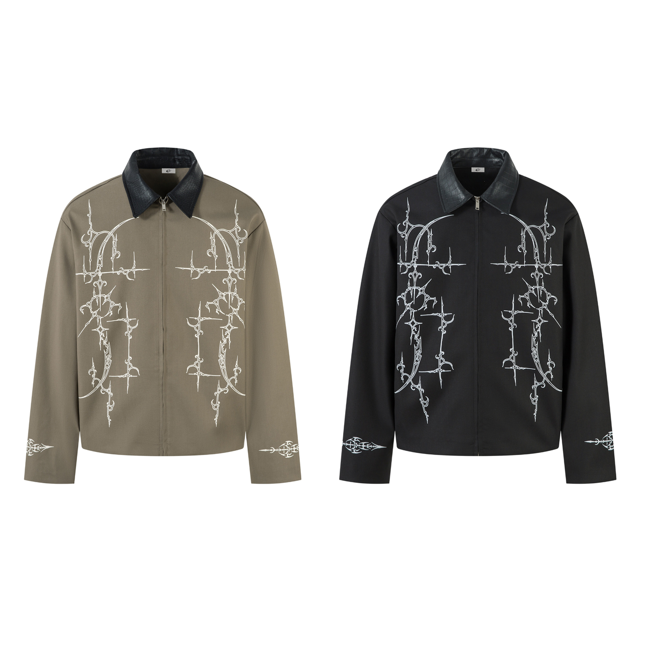 Omirad Barbed Graphic Faux-Leather Collar Jacket