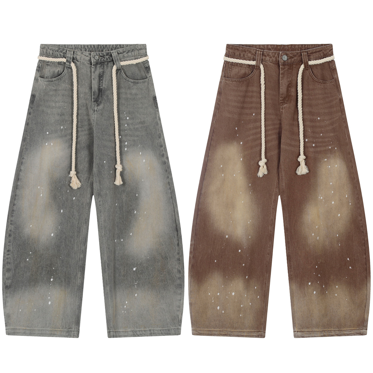 Omirad Rope-Waist Paint-Splatter Jeans