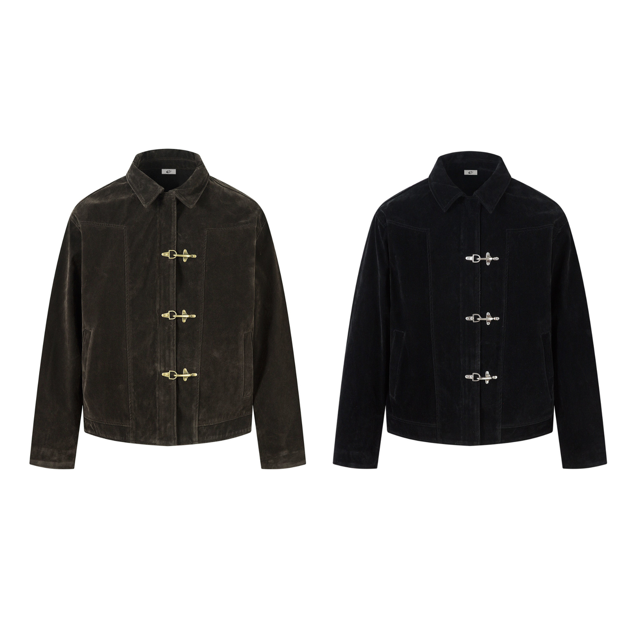 Omirad Suede-Texture Metal Clasp Jacket