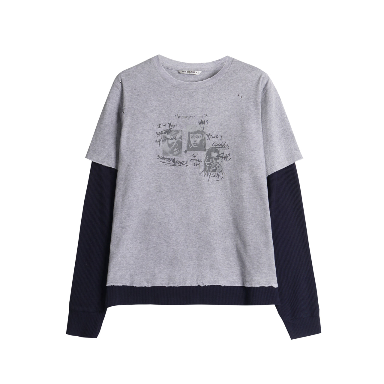 Vintage American Portrait Print Layered Sweatshirt