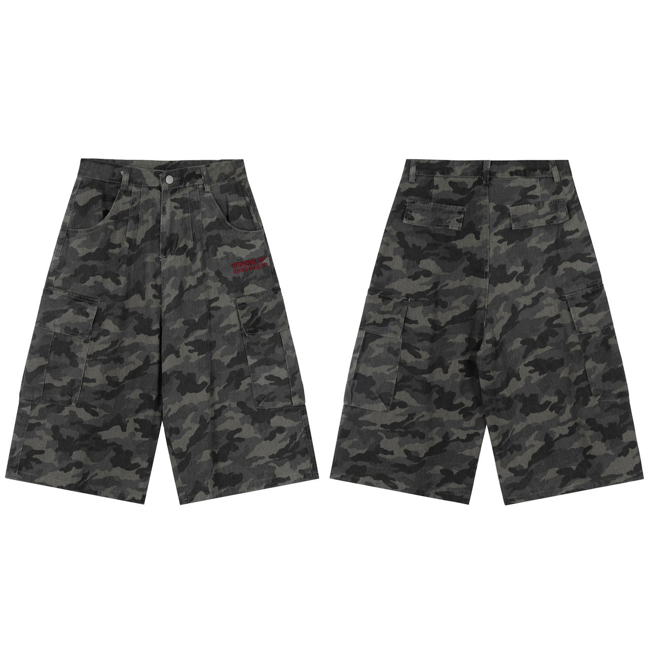 Omirad Camo Wide-Leg Cargo Shorts