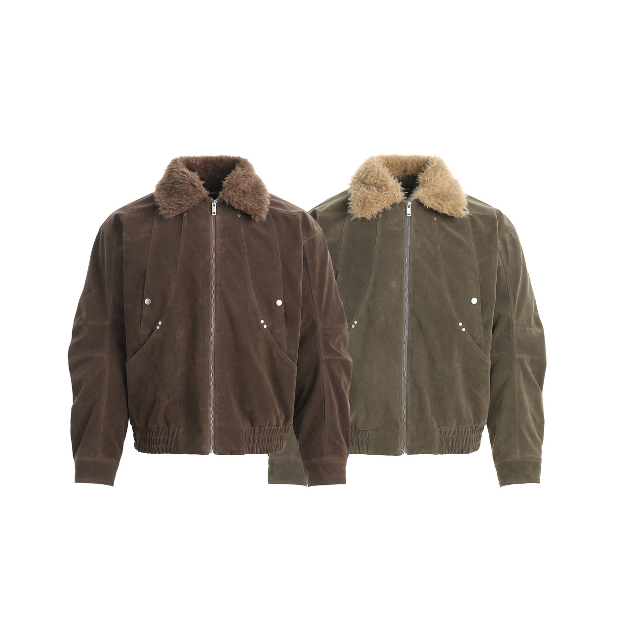 Omirad Faux-Fur Collar Vintage Bomber Jacket