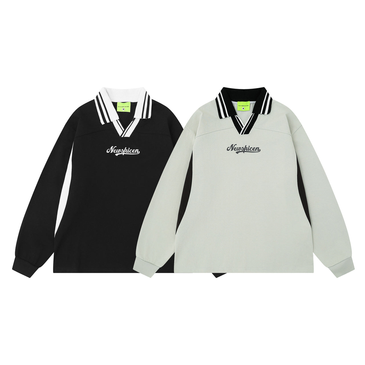 American Streetwear Embroidered Polo Collar Sweatshirt